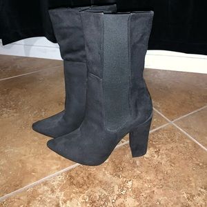 Black Velvet Heeled Boots 7 1/2